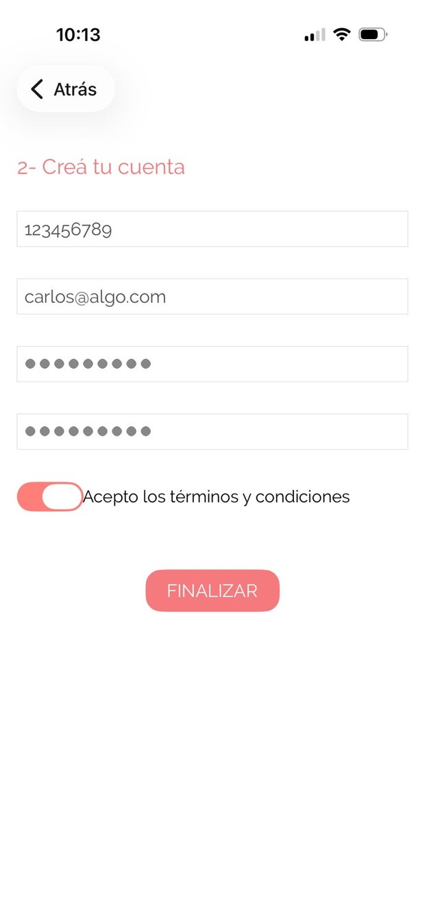 Formulario de creación de cuenta